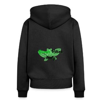 Green Vibes - Frauen Premium Bio Zip Hoodie - Schwarz - Hinten - Julia (174cm)