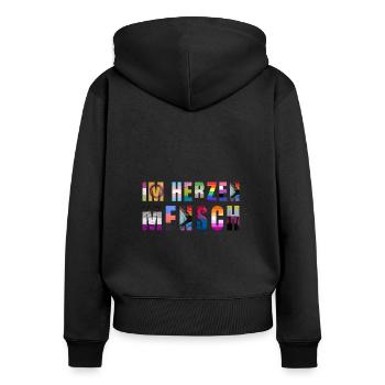 Orgueil - Sweat à capuche zippé Premium bio Femme - noir - Dos - Julia (174cm)