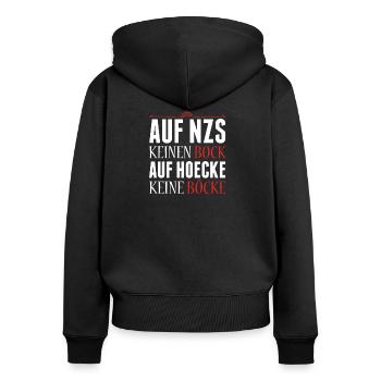 FCK AFD - Frauen Premium Bio Zip Hoodie - Schwarz - Hinten - Julia (174cm)