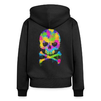 Trendy & Cool Graffiti crâne Résumé - Sweat à capuche zippé Premium bio Femme - noir - Dos - Julia (174cm)