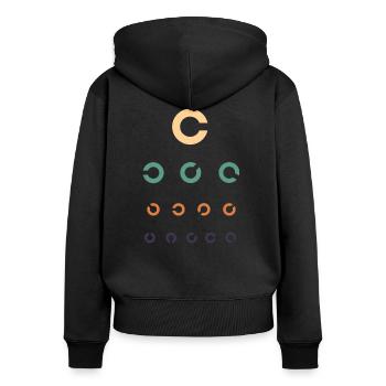 Sehtest Augenoptiker - Frauen Premium Bio Zip Hoodie - Schwarz - Hinten - Julia (174cm)