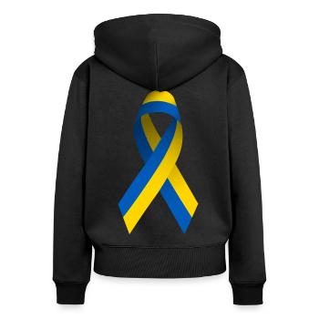 Ukraine Peace Sign - Women's Premium Organic Zip Hoodie - black - Back - Julia (174cm)