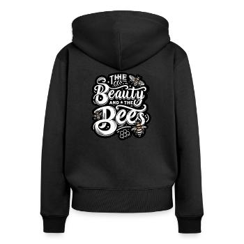 Beauty and the Bees in schwarz/weiß - Frauen Premium Bio Zip Hoodie - Schwarz - Hinten - Julia (174cm)
