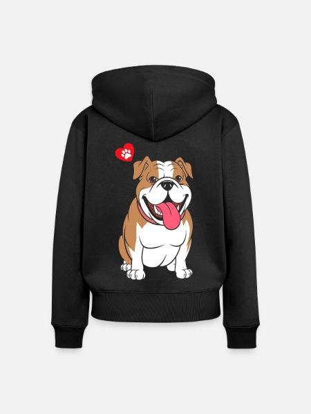 Bulldogge - Frauen Premium Bio Zip Hoodie - Schwarz