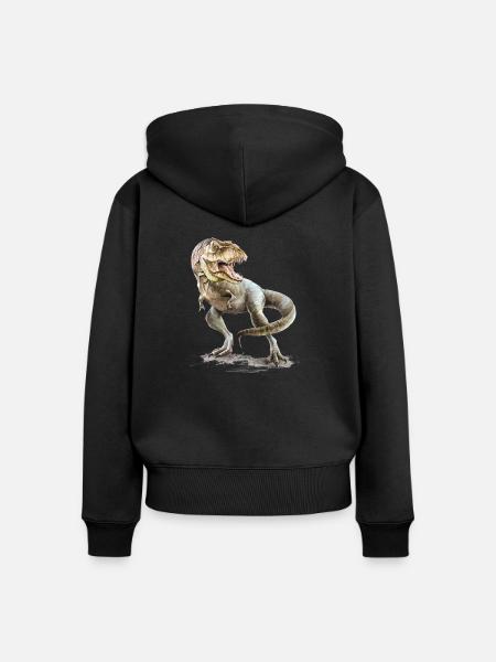 T-Rex - Frauen Premium Bio Zip Hoodie - Schwarz