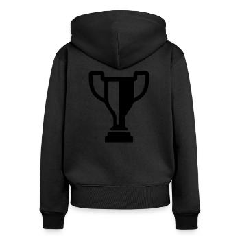Pokal - Frauen Premium Bio Zip Hoodie - Schwarz - Hinten - Julia (174cm)