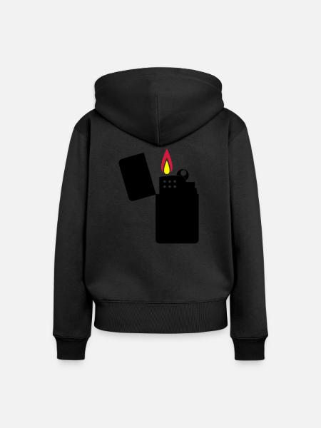 feuerzeug_02 - Frauen Premium Bio Zip Hoodie - Schwarz