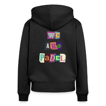 Wir sind Padel - Geschenk für Padelspieler - Frauen Premium Bio Zip Hoodie - Schwarz - Hinten - Julia (174cm)