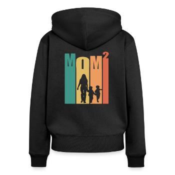 Maman Mmarmonne Maman Rétro - Sweat à capuche zippé Premium bio Femme - noir - Dos - Julia (174cm)