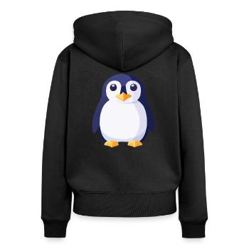 Pingouins noir et blanc - Sweat à capuche zippé Premium bio Femme - noir - Dos - Julia (174cm)