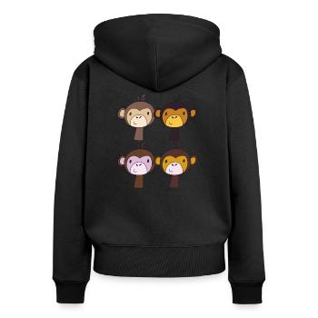 Gang de singes - Sweat à capuche zippé Premium bio Femme - noir - Dos - Julia (174cm)
