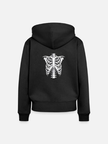 Skelett Halloween Kostüm - Frauen Premium Bio Zip Hoodie - Schwarz