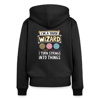 Enchanting creations made of yarn - Women's Premium Organic Zip Hoodie - black - Back - Julia (174cm)