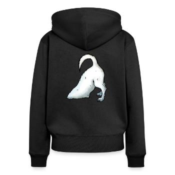 Jack Russel buddelt - Frauen Premium Bio Zip Hoodie - Schwarz - Hinten - Julia (174cm)