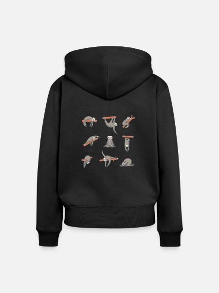 Faultier Yoga - Frauen Premium Bio Zip Hoodie - Schwarz