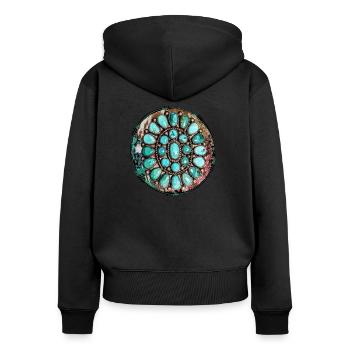 Turquoise Western Gem Stone - Women's Premium Organic Zip Hoodie - black - Back - Julia (174cm)