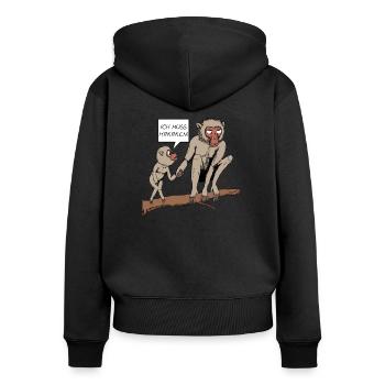 Halts Maul Mike - Makaken - Frauen Premium Bio Zip Hoodie - Schwarz - Hinten - Julia (174cm)