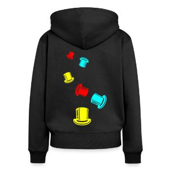 Bräutigam Zylinder - Frauen Premium Bio Zip Hoodie - Schwarz - Hinten - Julia (174cm)