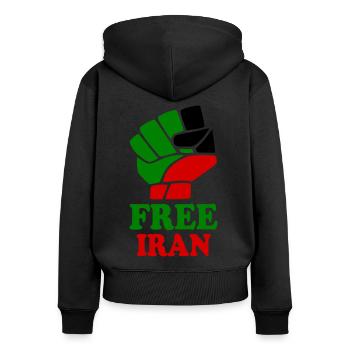 Free iran - Frauen Premium Bio Zip Hoodie - Schwarz - Hinten - Julia (174cm)