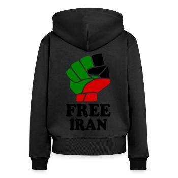 Free iran - Frauen Premium Bio Zip Hoodie - Schwarz - Hinten - Julia (174cm)