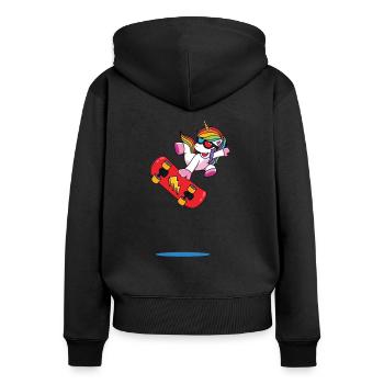 Patineur Licorne - Sweat à capuche zippé Premium bio Femme - noir - Dos - Julia (174cm)