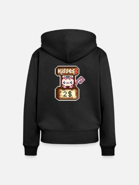 Kitty Kisses - Frauen Premium Bio Zip Hoodie - Schwarz