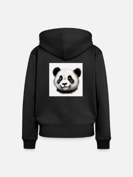 Süßer Panda - Frauen Premium Bio Zip Hoodie - Schwarz