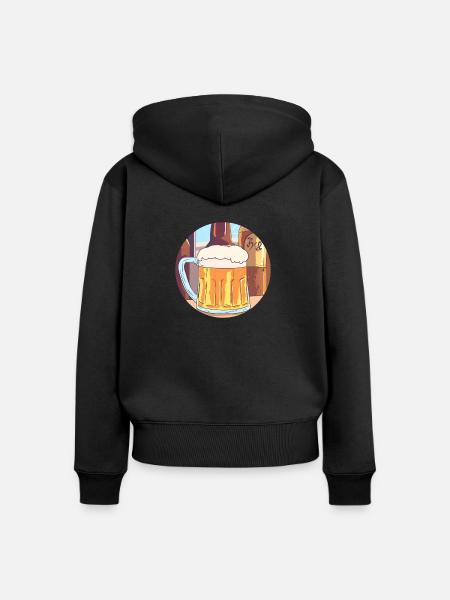 Kühler Biergenuss - Frauen Premium Bio Zip Hoodie - Schwarz