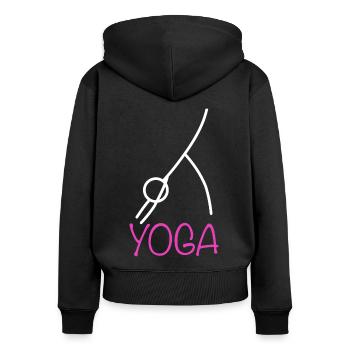 Yoga Figure - Sweat à capuche zippé Premium bio Femme - noir - Dos - Julia (174cm)