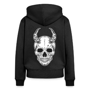 Skull Skull Horror Skeleton Halloween Metal - Women's Premium Organic Zip Hoodie - black - Back - Julia (174cm)