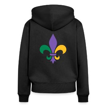 Mardi Gras - Women's Premium Organic Zip Hoodie - black - Back - Julia (174cm)