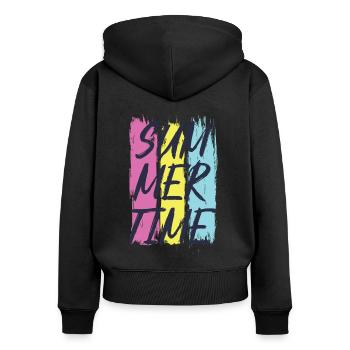 Summertime. - Women's Premium Organic Zip Hoodie - black - Back - Julia (174cm)