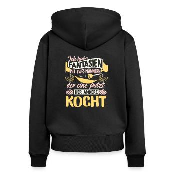 Fantasien über zwei Männer - Frauen Premium Bio Zip Hoodie - Schwarz - Hinten - Julia (174cm)