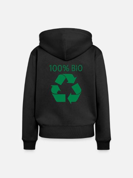 100% Bio - Frauen Premium Bio Zip Hoodie - Schwarz