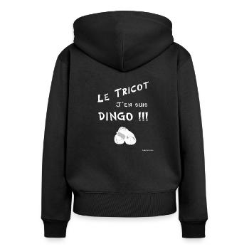 Dingo knit - Women's Premium Organic Zip Hoodie - black - Back - Julia (174cm)