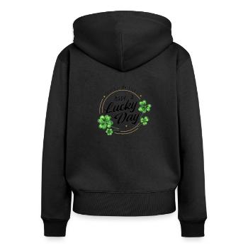St. Patrick's Day ein glücklicher Tag - Frauen Premium Bio Zip Hoodie - Schwarz - Hinten - Julia (174cm)