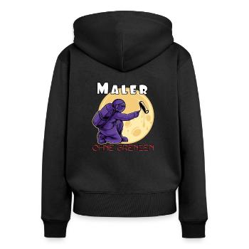 Maler ohne Grenzen - Malermeister - Frauen Premium Bio Zip Hoodie - Schwarz - Hinten - Julia (174cm)