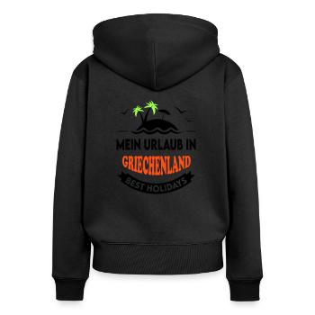 Urlaub Ferien Reise GRIECHENLAND - Frauen Premium Bio Zip Hoodie - Schwarz - Hinten - Julia (174cm)