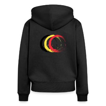 Kreis Bürste Belgien Flagge Fahne Design Farben - Frauen Premium Bio Zip Hoodie - Schwarz - Hinten - Julia (174cm)