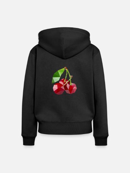 Low Poly Kirsche - Frauen Premium Bio Zip Hoodie - Schwarz