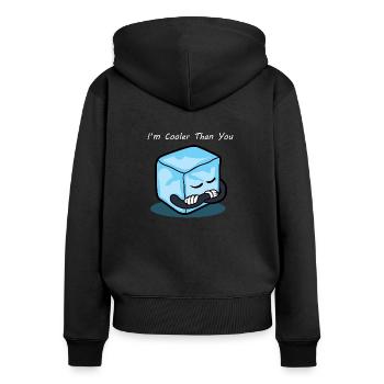 Idée cadeau cool glaçon - Sweat à capuche zippé Premium bio Femme - noir - Dos - Julia (174cm)