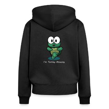 Süß Schildkröte Geschenkidee - Frauen Premium Bio Zip Hoodie - Schwarz - Hinten - Julia (174cm)