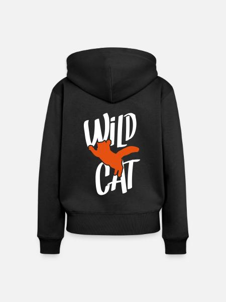 katze silhouette wild cat - Frauen Premium Bio Zip Hoodie - Schwarz