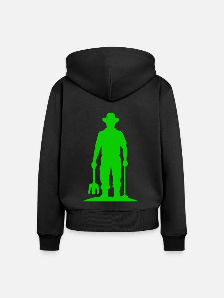 Farmer Silhouette - Frauen Premium Bio Zip Hoodie - Schwarz