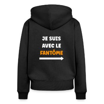 je suis avec le fantôme - Sweat à capuche zippé Premium bio Femme - noir - Dos - Julia (174cm)
