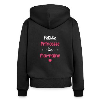 Petite princesse de marraine - Sweat à capuche zippé Premium bio Femme - noir - Dos - Julia (174cm)