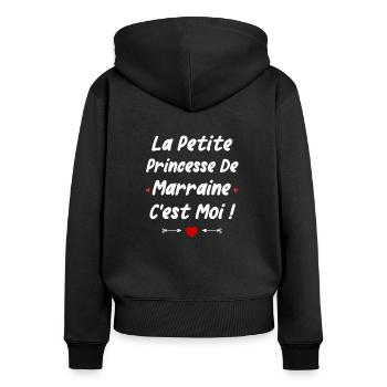 Petite princesse de marraine - Sweat à capuche zippé Premium bio Femme - noir - Dos - Julia (174cm)