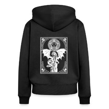 RPG Drachenwürfel - Frauen Premium Bio Zip Hoodie - Schwarz - Hinten - Julia (174cm)
