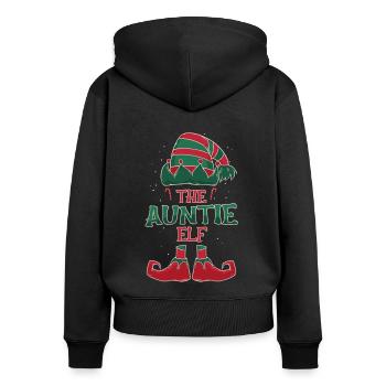 Die Tante Elfe - Frauen Premium Bio Zip Hoodie - Schwarz - Hinten - Julia (174cm)
