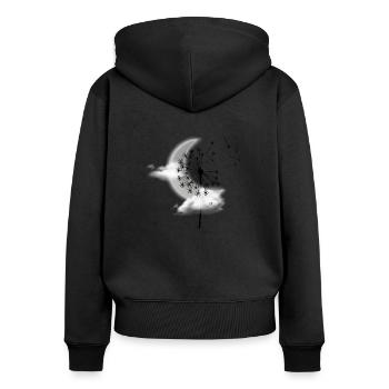 nouveau départ - Sweat à capuche zippé Premium bio Femme - noir - Dos - Julia (174cm)